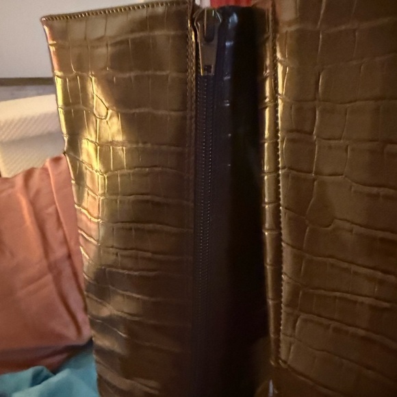 Karen Scott Brown Croco heeled boots - Picture 3 of 5